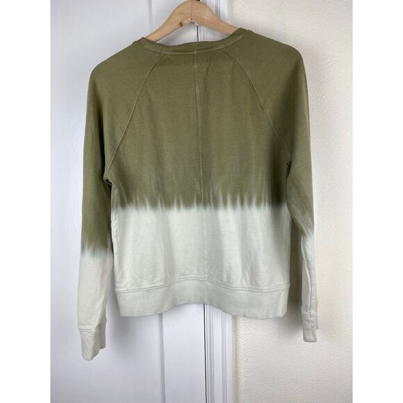 Athleta Women's S Shadow Olive Green Cream Sundown Dip Dye Sweatshirt - Picture 3 of 9